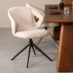 Online LABEL51 Draaibare Eetkamerstoel Zurich Bouclé