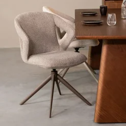 Online LABEL51 Draaibare Eetkamerstoel Zurich Bouclé