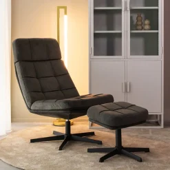 Best LABEL51 Draaifauteuil Alvar Met hocker, kleur Antraciet