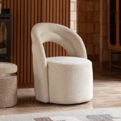 Outlet Dutchbone Draaifauteuil Seina Bouclé Beige
