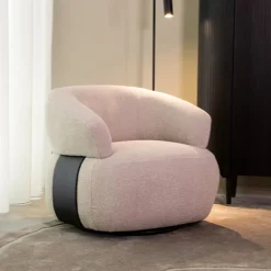 New LABEL51 Draaifauteuil Valenza Bouclé en Eiken