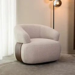 New LABEL51 Draaifauteuil Valenza Bouclé en Eiken