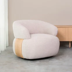 New LABEL51 Draaifauteuil Valenza Bouclé en Eiken