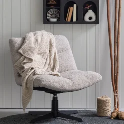 Hot WOOOD Draaifauteuil Vinny Bouclé Zand