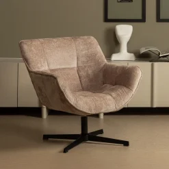 Outlet WOOOD Draaifauteuil Wibo Chenille Taupe