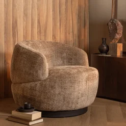 New WOOOD Draaifauteuil Woolly Chenille, kleur Zand