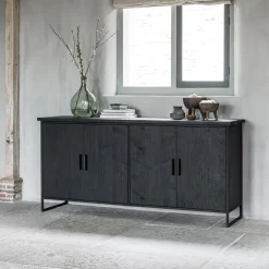 Best DTP Home Dressoir Beam Teakhout, 190cm, kleur Zwart