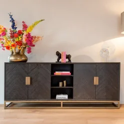 Sale Richmond Interiors Dressoir Blackbone Brass, 225cm Zwart