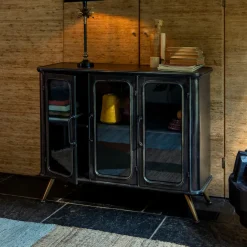 Dutchbone Dressoir Denza Vintage Finish, 100cm Zwart