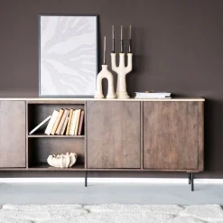 Hot Eleonora Dressoir Lio Mangohout en Travertin, 200cm Bruin