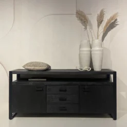 Clearance Livingfurn Dressoir Norris Mangohout en staal