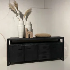 Clearance Livingfurn Dressoir Norris Mangohout en staal