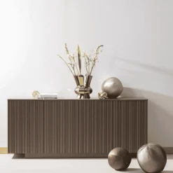 Outlet WOOOD Dressoir Nova Grenenhout, 200cm, kleur Truffel Bruin Mud