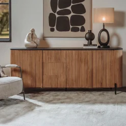 Tower Living Dressoir Palazzo Teakhout en mineraal stucwerk