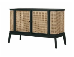 Online MUST Living Dressoir Raffles Rotan en hout, 125 x 80cm Zwart, Naturel