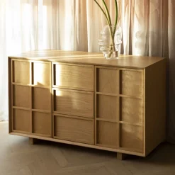 Clearance Zuiver Dressoir Raster Essenhout, 120cm