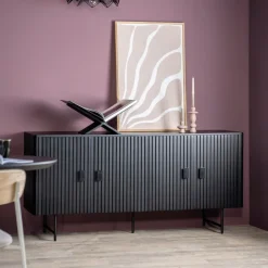 Clearance Eleonora Dressoir Remi Mangohout en metaal, 170cm Zwart