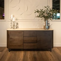 Online Richmond Interiors Dressoir Ritz Eiken en travertin, 180cm Bruin