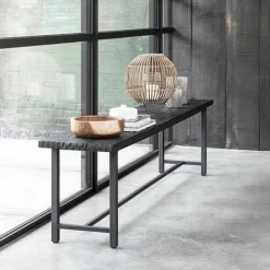 Clearance DTP Home Eetkamerbank Beam Teakhout, kleur Zwart