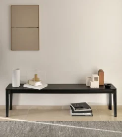 Sale Ethnicraft Eetkamerbank Bok Gevernist Eikenhout, kleur Zwart