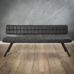 Sale LifestyleFurn Eetkamerbank Ginger Lederlook Wax PU zwart