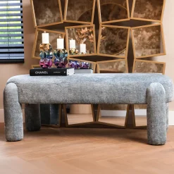 Outlet Richmond Interiors Eetkamerbank Holly Chenille, kleur Lichtblauw