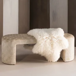 Clearance WOOOD Eetkamerbank Jacob Dessin stof, 130cm, kleur Naturel