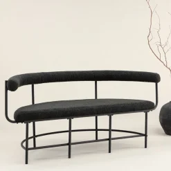 Online Nohr Eetkamerbank Jediah Bouclé, kleur Zwart