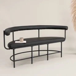 Sale Nohr Eetkamerbank Jediah Lederlook, kleur Zwart