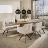 Sale LifestyleFurn Eetkamerbank Thandie Hoven stof, Rechts, kleur Zand/Bruin