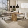Outlet LifestyleFurn Eetkamerbank Thandie Hoven stof, Links, kleur Zand/Bruin