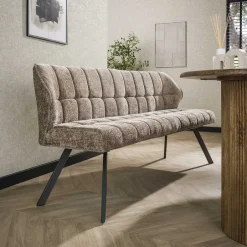 Online LifestyleFurn Eetkamerbank Thandie Hoven stof en zwart staal, 180cm