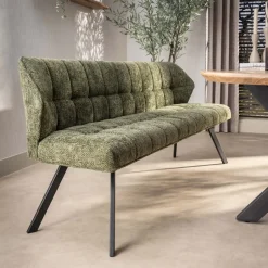 Online LifestyleFurn Eetkamerbank Thandie Hoven stof en zwart staal, 180cm