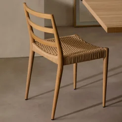 New Kave Home Eetkamerstoel Analy Eikenhout en touw