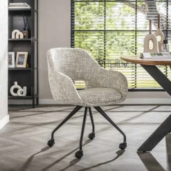 Online LifestyleFurn Eetkamerstoel Deonte Op wieltjes