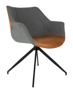 Online Zuiver Eetkamerstoel Doulton PU en stof, kleur Grijs/ Bruin