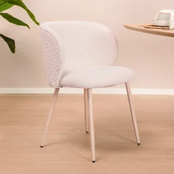 Sale Light & Living Eetkamerstoel Elyna Bouclé, kleur Crème Cru00e8me