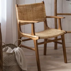 Hot Artistiq Living Eetkamerstoel Ervin Teakhout en rotan