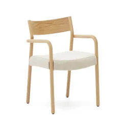 Online Kave Home Eetkamerstoel Falconera Eikenhout en chenille