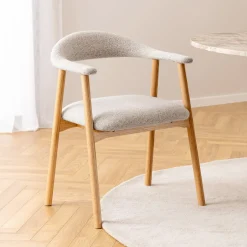 Discount Bendt Eetkamerstoel Gerado Eikenhout en bouclé