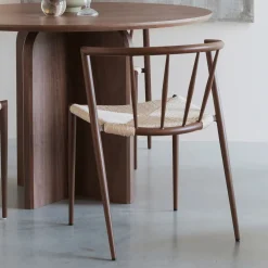 Discount ZILT Eetkamerstoel Keyaira Geweven papier en walnoot