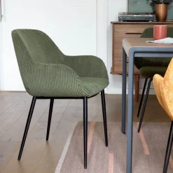 Hot Kave Home Eetkamerstoel Konna Rib Donkergroen