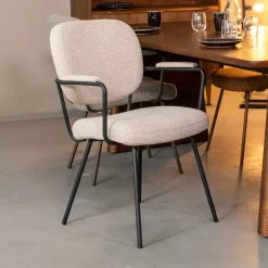 Sale LABEL51 Eetkamerstoel Lausanne Met armleuning, Bouclé