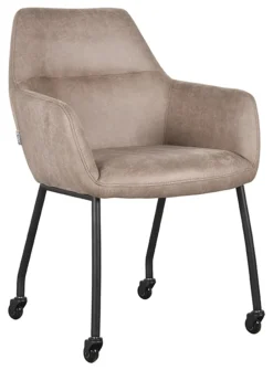 New LABEL51 Eetkamerstoel Lenny Op wieltjes, Micro Suede