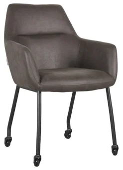 New LABEL51 Eetkamerstoel Lenny Op wieltjes, Micro Suede