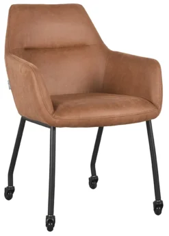 New LABEL51 Eetkamerstoel Lenny Op wieltjes, Micro Suede