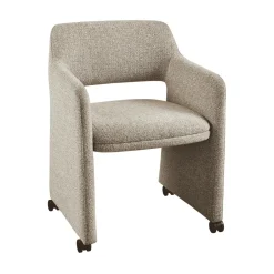 Online WOOOD Eetkamerstoel Lyric Op wielen, Bouclé, kleur Greige