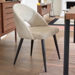 Outlet Kave Home Eetkamerstoel Mael Chenille Beige