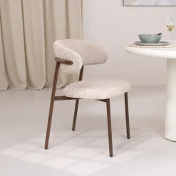 Livingfurn Eetkamerstoel Micah Stof en metaal, kleur Hush