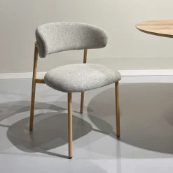 Livingfurn Eetkamerstoel Micah Stof en metaal, kleur Hush